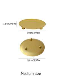 1pc Gold Decorative Iron Plate Candle Holder Stand Candle Plate For LED & Wax Candles, Incense Cones, Spa, Weddings Jewelry Storage Tray, Spooky, Autumn, Winter, Holiday, Festival Valentine's Day, Valentines Wedding, Birthday, Room Decor, Ramadan Decor, Home Decor, Bedroom Decor, Bathroom Decor, Candle, Home Decor Living Room, Kitchen Decor