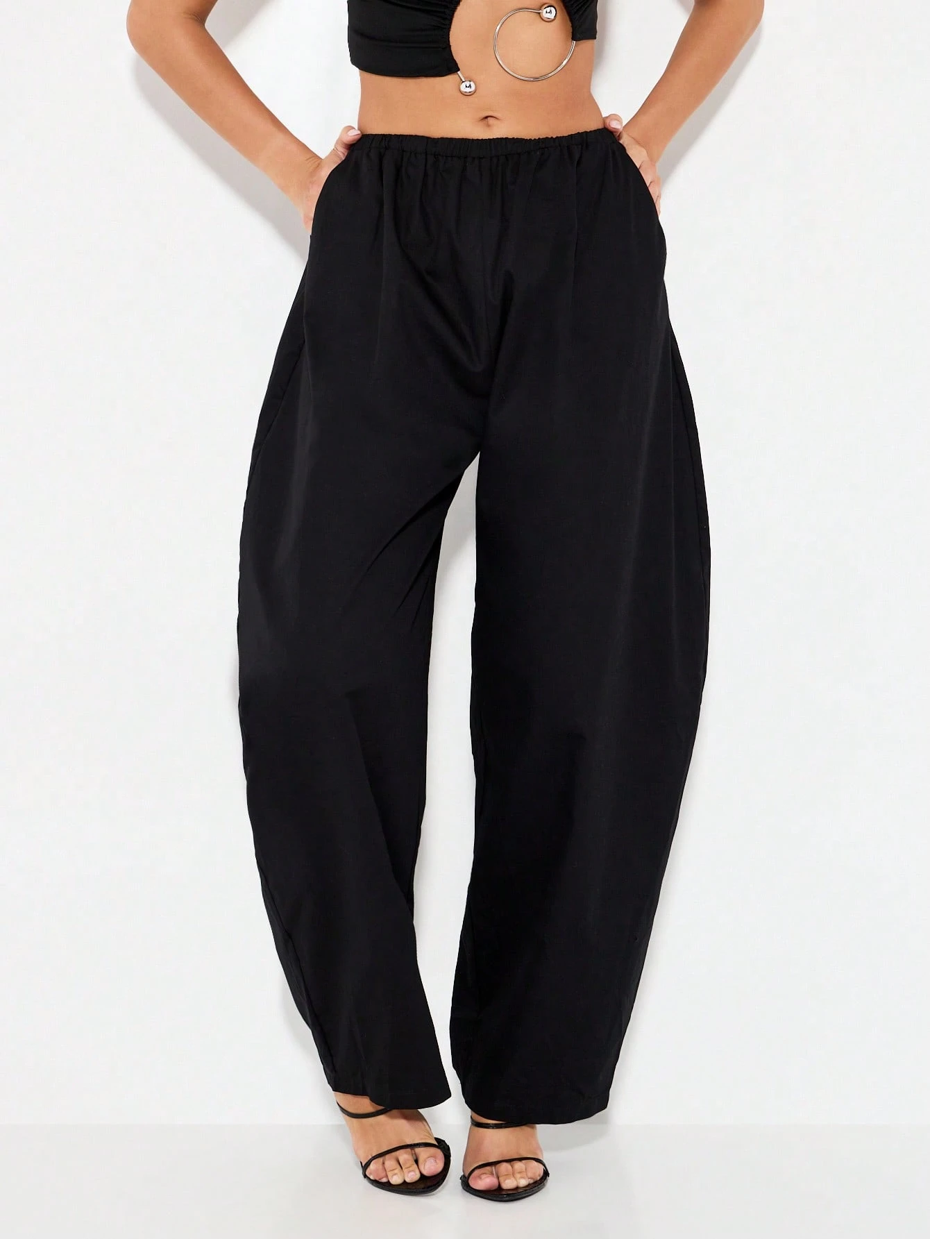 KIZN Wide Leg Palazzo Pants With Elastic Waist