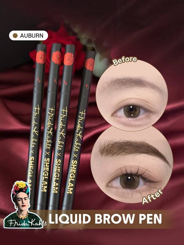 Frida Kahlo X SHEGLAM Brow Icon 液體眉筆-Auburn 眉筆 品牌 美容 化妝 化妝品 適合女性與女孩 完美搭配夏季春季 Y2K 時尚 流行 生日 母親節禮物 假期 派對準備就緒 最佳顏色
