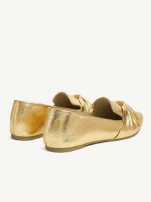 CUCCOO CHICEST Women's Pointed Toe Flats With Bow Knot Design, Elegant Commuter Fashion Personalized Comfortable Classic Faux Leather Loafers, Versatile For Work, Party, Thanksgiving, Christmas, Halloween