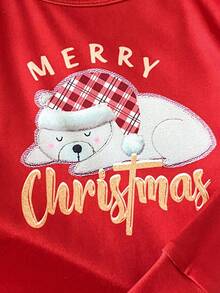 2 件套少女可爱狗狗印花长袖上衣和紧身裤睡衣套装