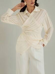 Modelyn Elegante, asymmetrische Bluse aus Jacquard-Stoff für Damen, modische, lässige und elegante Herbstkleidung für Damen. Herbstoberteile, Damenhemden, Damenkorsett-Oberteile, modische Hemden mit Taillenbesatz für den Arbeits- und Schulanfang, Party-, Geburtstags- und Abendhemden, Herbstpullover für Damen, Halloweenkostüme und kleidähnliche Korsett-Oberteile, perfekt für Mütter. - Weiss - Übersicht 6