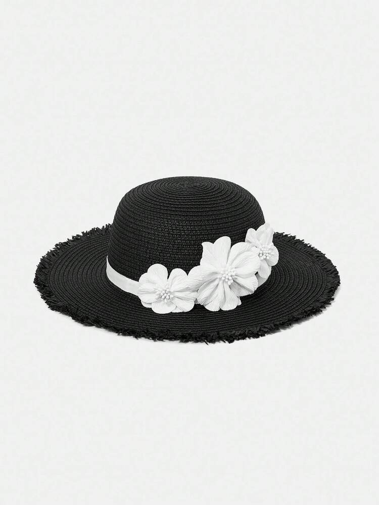 STEREO FLORAL COLORBLOCK STRAW HAT