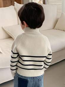 DAZY Toddler Boys' Korean Style Striped Collared Long Sleeve Sweater, Autumn/Winter
