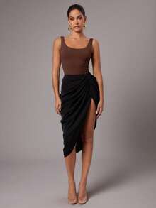 Silquee Bộ đồ liền thân không tay hở lưng màu sô cô la Bộ đồ liền thân màu nâu Bộ đồ liền thân cho nữ Bộ đồ liền thân cho nữ Bộ đồ liền thân màu nâu - Cà phê nâu - Xem 6