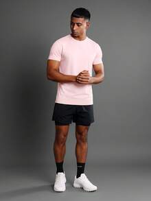 SUMWON Performance Muscle Fit Training Tee Round Neck Short Sleeve Moisture Wicking Breathable Gym Workout Running Athletic T Shirt With Reinforced Seams - Pink - View 4