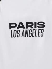 Tween Boy Casual Letter Print T-Shirt And Pants Set Chic Outfits For Autumn/Winter - White - View 5