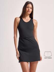 Musera Sport 女士运动连衣裙，适用于板式网球、网球、壁球、匹克球等运动，适合健身房锻炼。 - 黑色 - 查看 1