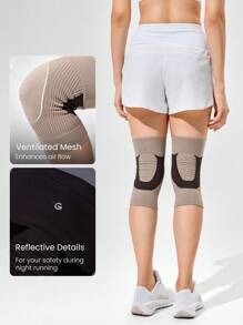 GLOWMODE Sweat-Wicking Compressed Knee Sleeve Fall Winter - Khaki - View 6