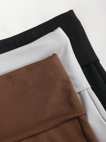 Sweetra 3 件套女式喇叭裤紧身休闲街头风格折叠低腰裤套装，黑色/灰色/棕色 - 彩色 - 查看 6