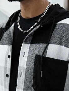 Manfinity Homme Plus Size Men's Hooded Overcoat With Pockets, Casual Outdoor , Best Gift For Boyfriend , Fall Winter