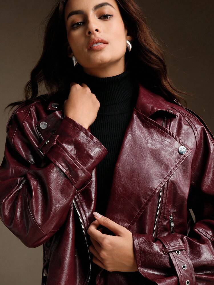 女性用秋冬 多用途 高級レザージャケット、ワニ柄生地、バーガンディー ショートジャケット、お出かけ、エレガント、フォーマル、パーティー、シック、新年、クリスマス、仕事、卒業式、結婚式に適しています