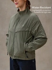 OutZeal Women Water-Resistant Stand Collar Zip Pocket Outdoor Jacket Hiking Camping