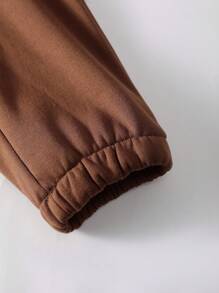 SHEIN 2 件套男童时尚格子连帽半拉链夹克和抽绳运动裤休闲装 - 彩色 - 查看 8