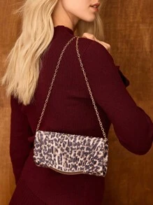 MOTF PREMIUM LEOPARD PRINT PU LEATHER CLUTCH BAG - Brown - View 7