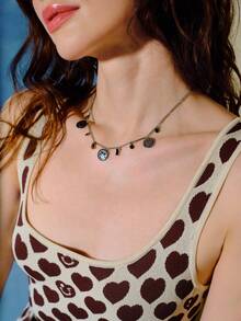 S.W.Smiley x MOTF PREMIUM 银色笑脸吊坠项链 - 銀色 - 查看 1