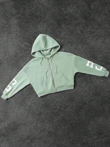 INAWLY Sweat-shirt à capuche matelassé thermique, veste ample et courte pour l'automne/l'hiver