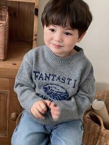 DAZY 男童街头休闲圆领英文字母针织毛衣，秋冬