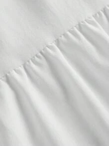 SHEIN MOD Casual Vacation Style Waist Drawstring Layered Mesh Fabric Skirt, Women's A-Line Skirt Suitable For Summer Vacation Suitable For Going Out Chic Dress