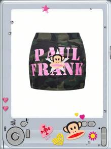 Paul Frank X ROMWE Váy mini denim họa tiết hoạt hình và chữ cỡ lớn, ngày lễ - Nhiều màu - Xem 8