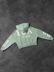INAWLY Sweat-shirt à capuche matelassé thermique, veste ample et courte pour l'automne/l'hiver