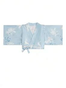 Irokai 日本女士印花传统和服浴衣两件套，夏季节日 - 藍色 - 查看 3