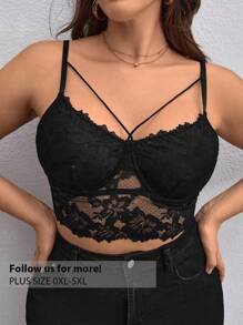Firerie Plus Lace Bustier Cami Top - Black - View 1