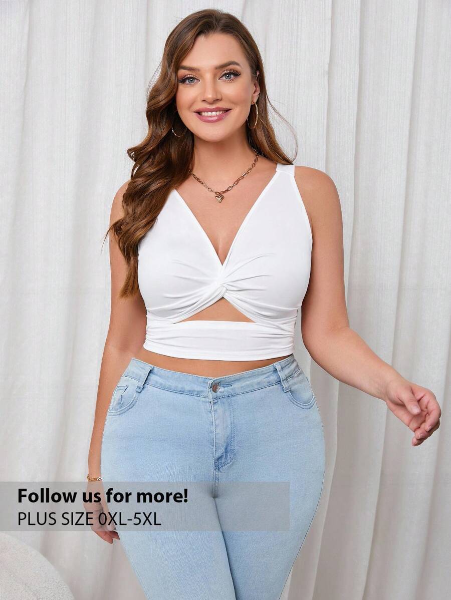 Firerie Plus Twist Front Cut Out Tank Top - White - View 1