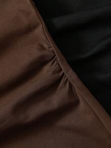 SHEIN BASICS 2件/組 女款休閒素色針織圓領短袖迷你洋裝 夏季服飾 - 咖啡 - 查看 8