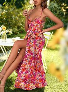 KARISMINA 滿版印花吊帶連衣裙 - 彩色 - 查看 6