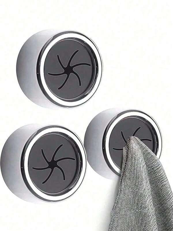 3pcs Kitchen Towel Holder, Self Adhesive Wall Dish Towel Hook, Round Wall Mount Towel Holder For Bathroom, Kitchen And Home, Wall, Cabinet, Garage, No Drilling Required