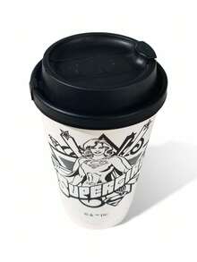 SUPERMAN X SHEIN Vaso de fiesta inspirado Vaso de papel de un solo uso con gráfico de figura - Blanco y Negro - Ver 5