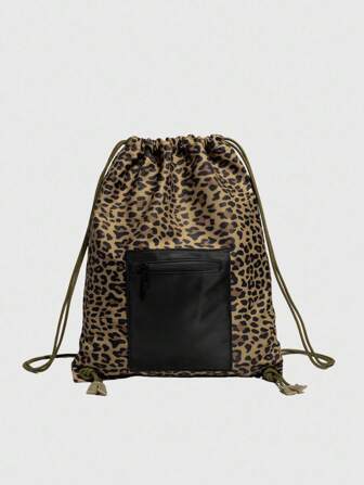 Anime Vintage Leoparden-Muster Muster Rucksack mit großer Kapazität und Kordelzugverschluss, lässiger und modischer Rucksack geeignet für Urlaub, Campus, Party, modische Cheetah-Muster Tasche für Frauen im Herbst und Winter