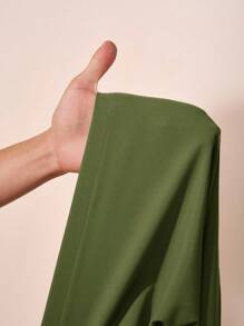 Conjunto de Pantalones Rectos Color Caqui con Hombro Asimétrico y Cintura Plisada para el Verano 2025, Ideal para Festivales de Música - Verde militar - Ver 2
