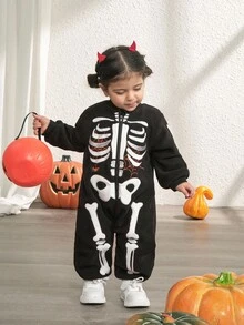 Cozy Pixies 1pc Halloween Skeleton Pattern Baby Sleeping Bag - Black - View 4