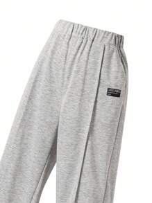 1 buc pantaloni sport casual minimalisti tricotați cu buzunar, subțiri, cu picior drept, pentru tineret, primăvară/toamnă