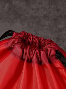 GODZILLAxKONG X SHEIN 1 件卡通字母图案抽绳背包、健身包、帆布背包、休闲包、旅行包、运动沙滩包、男女通用 - 紅色 - 查看 8