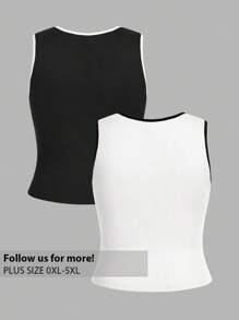 SHEIN Privé Plus Size Color Block Casual Camisole Tank Tops, Multi-Pack For Summer - Multicolor - View 2