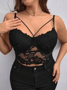 Firerie Plus Lace Bustier Cami Top - Black - View 6