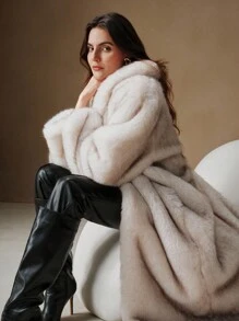 Anewsta New Arrival Elegant Lady Long Coat Chic Thermal Lined Winter Outwear For Women