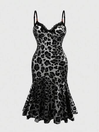 Grunge Punk Vestido de cóctel plisado con bloques de color y estampado de leopardo vintage Y2K, vestido de fiesta para mujer de talla grande