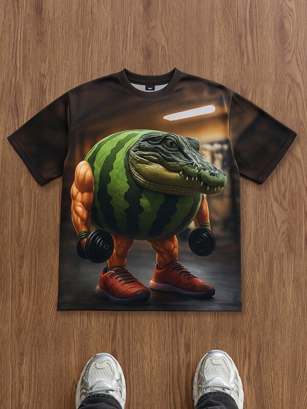 SWAVVY Men's Loose Casual T-Shirt With Cartoon Funny Meme Prints Suitable For Summer