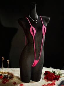 SpicyHot 极其性感迷人的女士细肩带紧身衣、束身内衣、外出装 - 玫紅色 - 查看 5