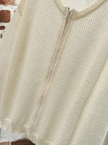 Claim Dot Men's Plain Drop Shoulder Long Sleeve Zipper Front Casual Cardigan - White - View 4