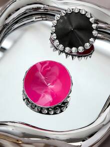 SHEIN Rivet Embellished Leather Nipple Cover - Black - View 4