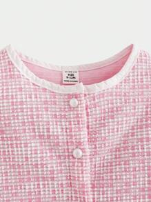 SHEIN 女宝宝休闲时尚长袖夹克和裙子两件套，春秋季，日常穿着 - 粉色 - 查看 8