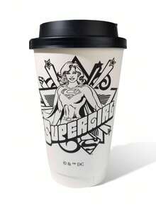 SUPERMAN X SHEIN Vaso de fiesta inspirado Vaso de papel de un solo uso con gráfico de figura - Blanco y Negro - Ver 1
