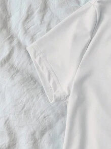 女士休闲海星、贝壳、贝壳印花短袖短款 T 恤，适合夏季度假 - 白色 - 查看 4