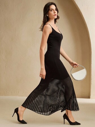 SHEIN X Jwoww Anewsta Women's Solid Color Mermaid Hem Fitted Elegant Camisole Knit Dress