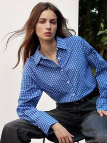 Maija Chemise à carreaux à manches longues décontractée et pratique pour femmes